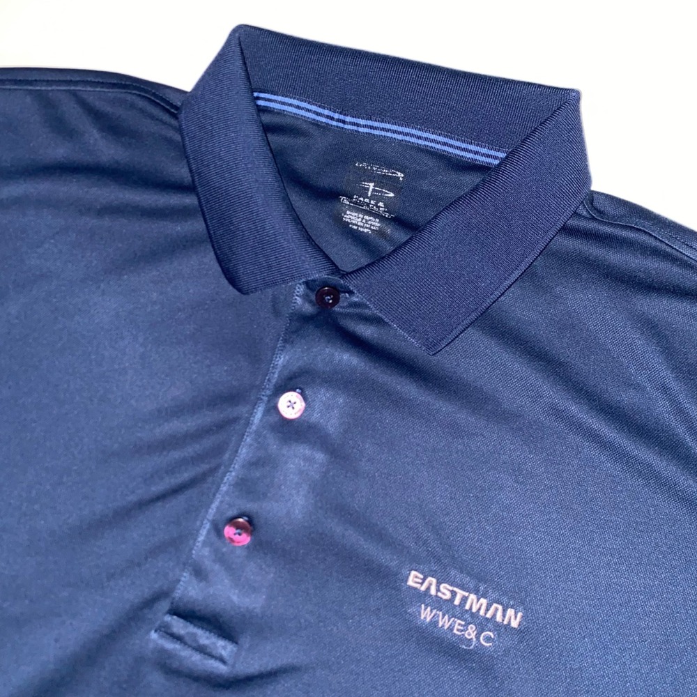 Page & Tuttle Mens Navy Blue Cool Swing Polo Shirt Eastman Corporate Logo XL